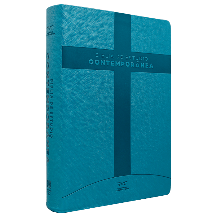 Biblia Reina Valera Contemporánea de Estudio Concordancia Letra 10 Puntos Tapa Pu Aqua