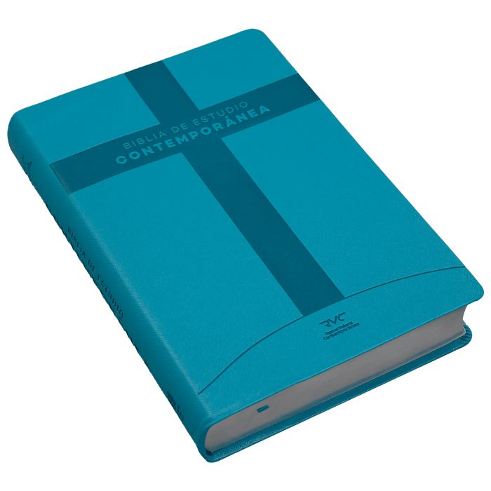 Biblia Reina Valera Contemporánea de Estudio Concordancia Letra 10 Puntos Tapa Pu Aqua