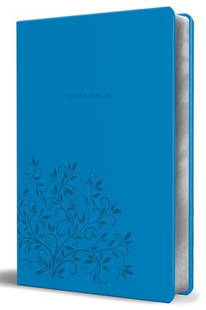 Biblia Reina Valera 1960 Imágenes Tierra Santa – Tapa Imitación Piel Azul Celeste, Letra 10pt, 14x21 cm