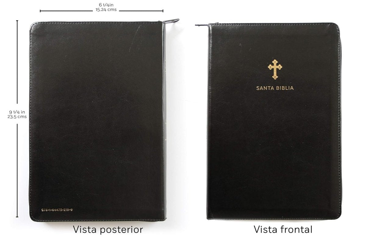 Biblia Reina Valera 1960 · Letra grande · Tapa piel color negro · Con cierre