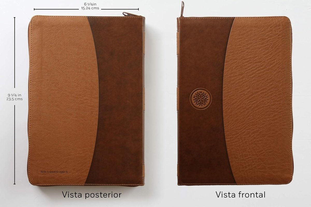 Biblia Reina Valera 1960 · Letra grande · Tapa piel color canela · Con cierre