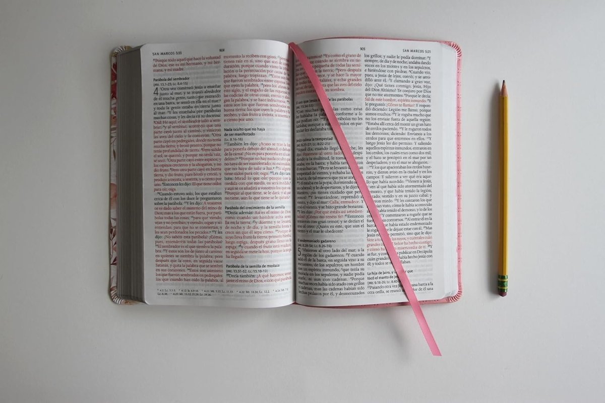 Biblia Reina Valera 1960 · Tapa rosada · Diseño con flores