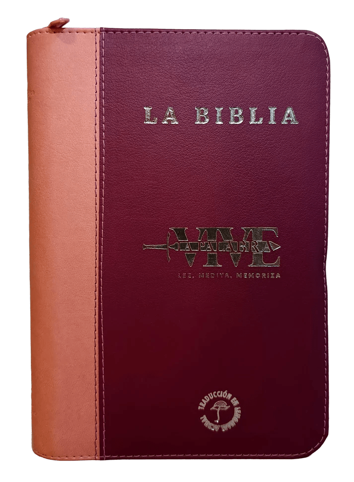 Biblia Traducción al Lenguaje Actual letra grande rosado/lila canto plateado "Vive"