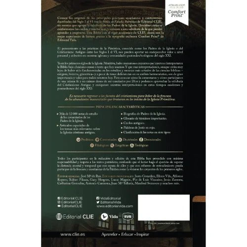 Biblia Reina Valera Revisada 2017 De Estudio Patrística Tapa Dura, Interior A Dos Colores, Con Índice, Palabras De Jesús En Rojo Idx