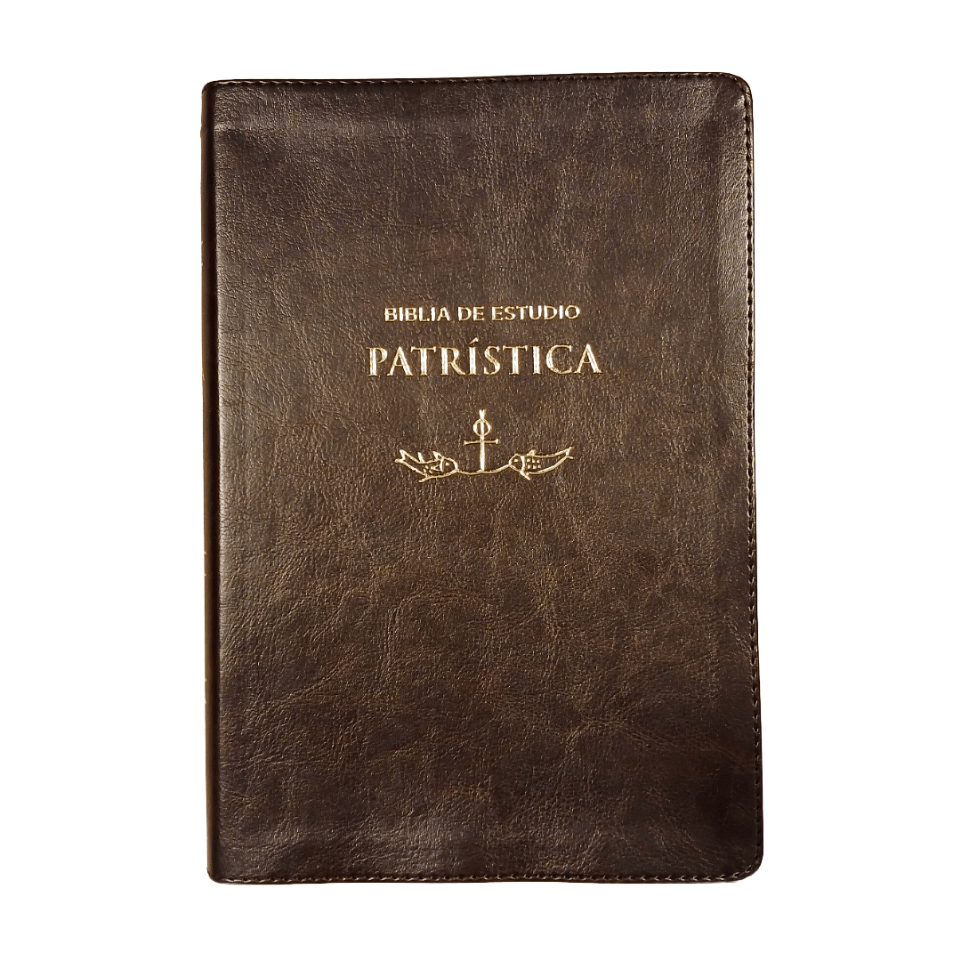 Biblia Reina Valera 1960 De Estudio Patrística Leathersoft, Marrón, Interior A Dos Colores, Palabras De Jesús En Rojo