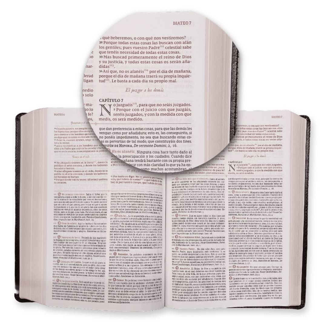 Biblia Reina Valera Revisada 1977 De Estudio Patrística Leathersoft, Marrón, Interior A Dos Colores, Palabras De Jesús En Rojo