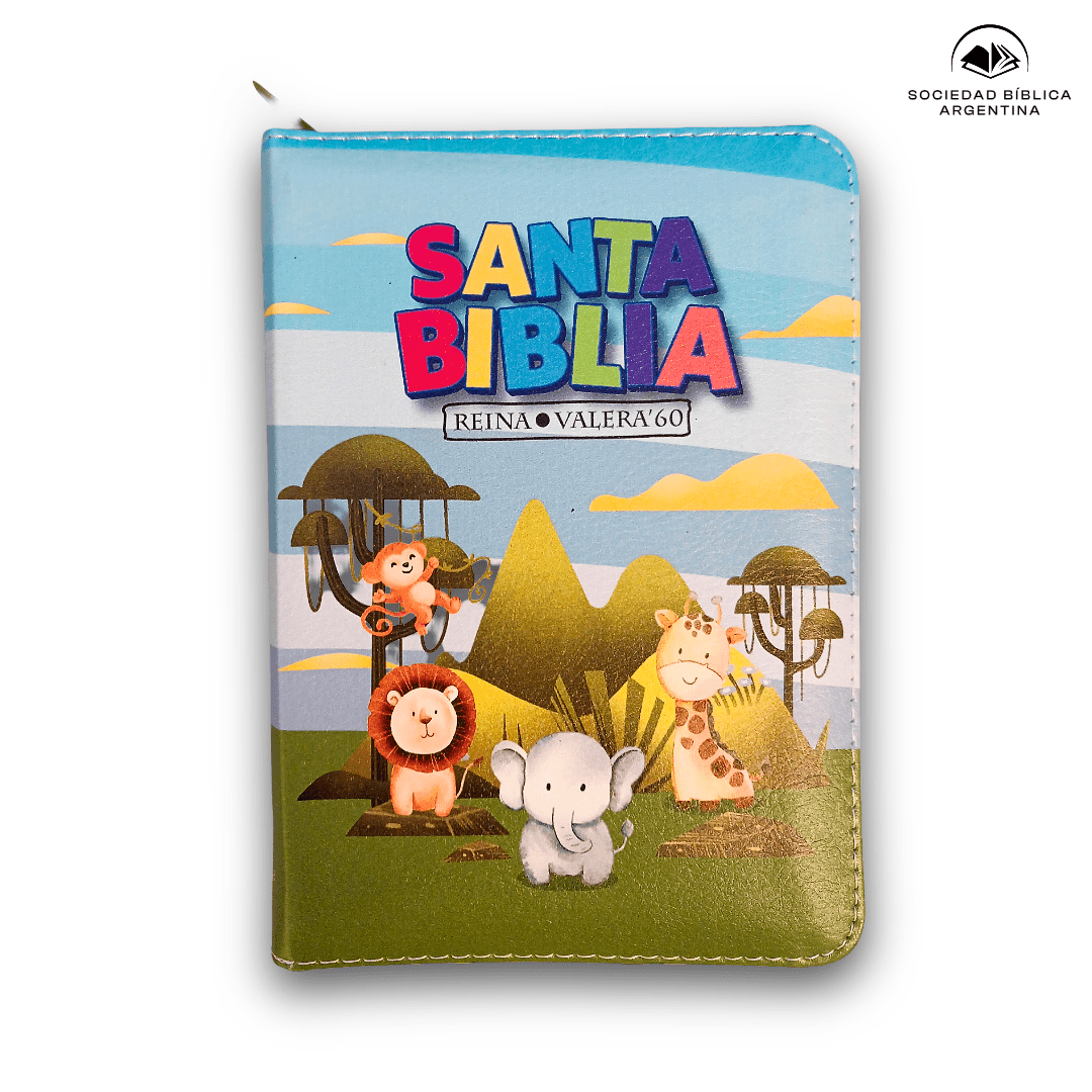 BIBLIA RVR60 Niños Animales Vinil con Cierre
