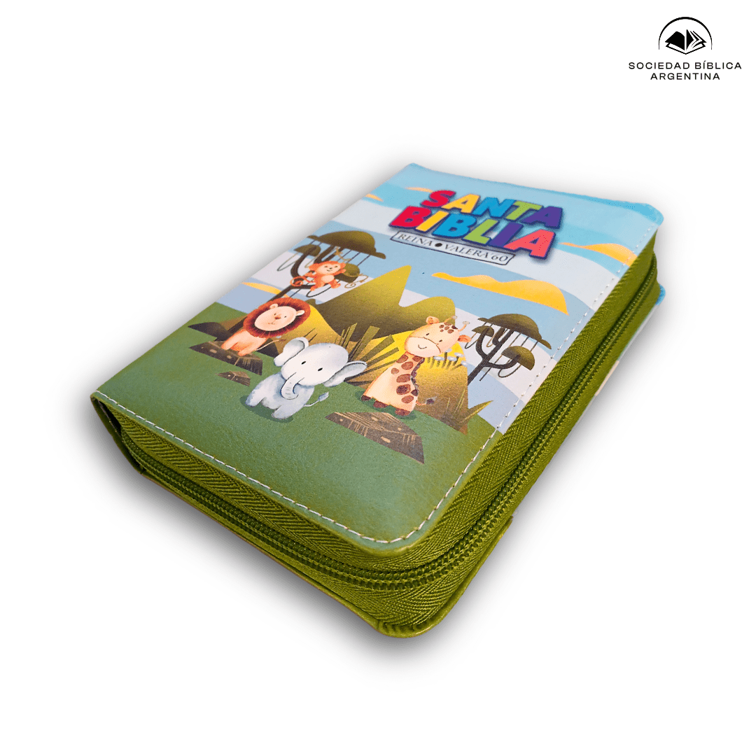 BIBLIA RVR60 Niños Animales Vinil con Cierre