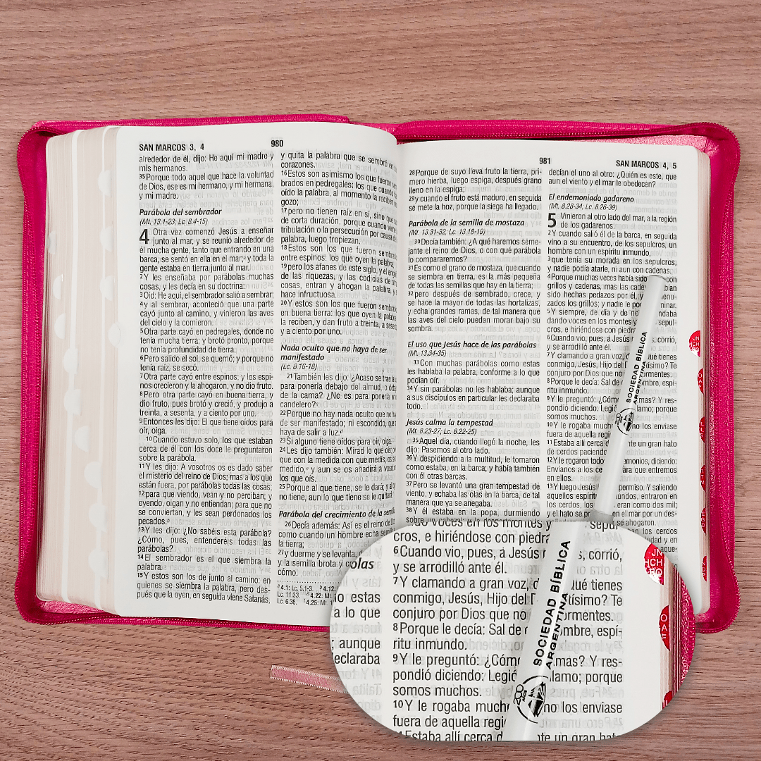 Biblia Reina Valera 1960 – Tapa Imitación Piel Rosado, con Cierre, Concordancia, con Índice, Letra 11 Puntos