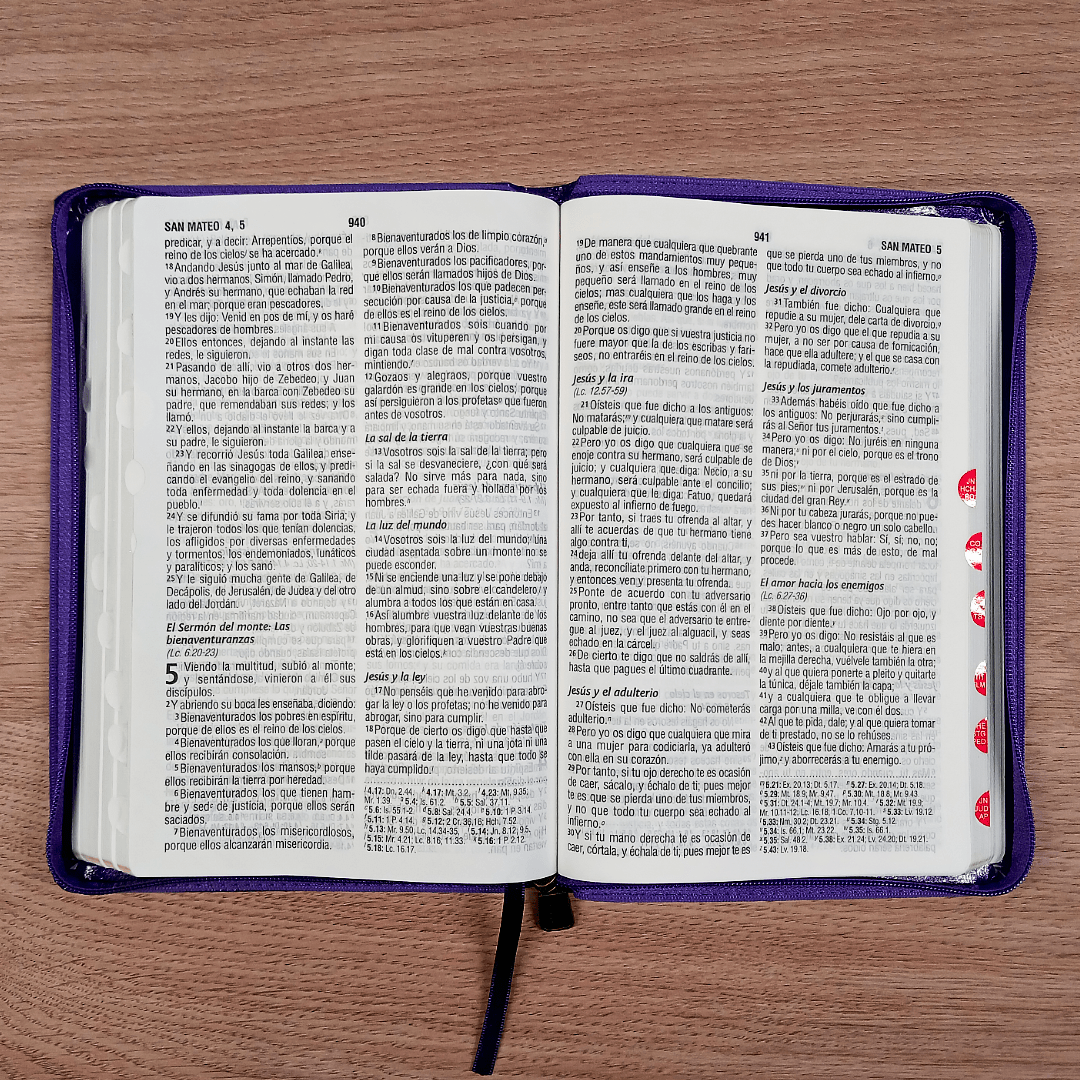 Biblia Reina Valera 1960 – Tapa Imitación Piel Púrpura, con Cierre, Concordancia, con Índice, Letra 11 Puntos