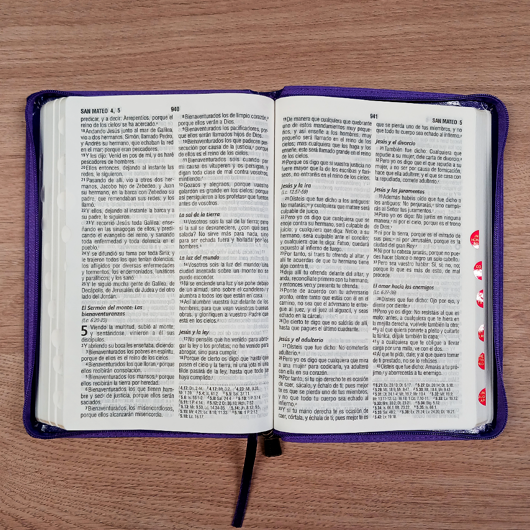 Biblia Reina Valera 1960 – Tapa Imitación Piel Púrpura, con Cierre, Concordancia, con Índice, Letra 11 Puntos