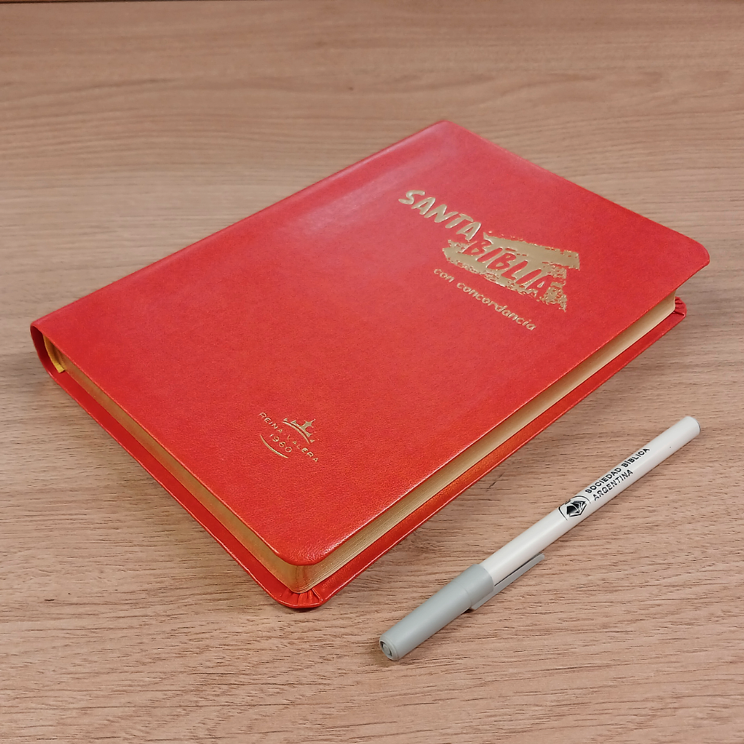 Biblia Reina Valera 1960 – Tapa Imitación Piel Anaranjado, Concordancia, Letra 11 Puntos