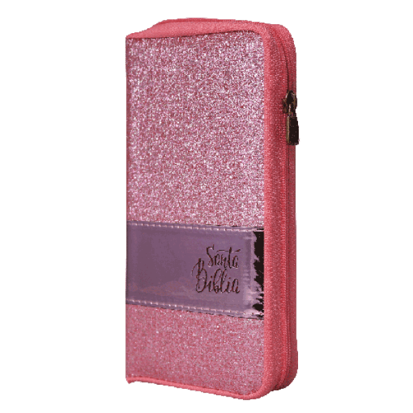 BIBLIA RVR035XZ MD LETRA 9p 8x17 TAPA PU CIERRE ROSA CLARO