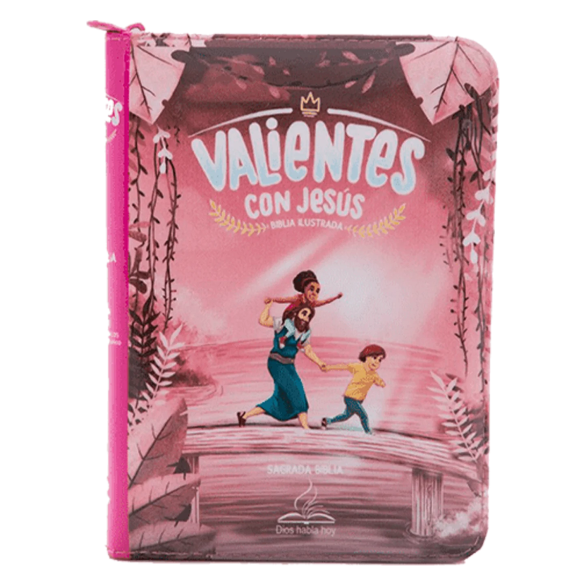 BIBLIA DHH042DkZP L 8p 11x16 T PLASTICA CIERRE ILUSTRADA ROSA VALIENTES CONJESÚS CON DEUTEROCANÓNICOS