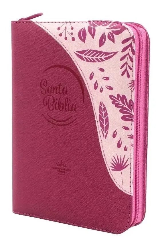Biblia Reina Valera 1960 con cierre palabras de Jesús en rojo letra mediana fucsia canto plateado