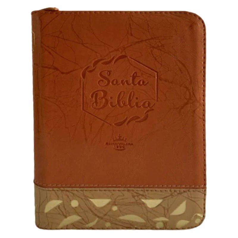 Biblia Reina Valera 1960 con cierre palabras de Jesús en rojo letra mediana natural/beige canto dorado