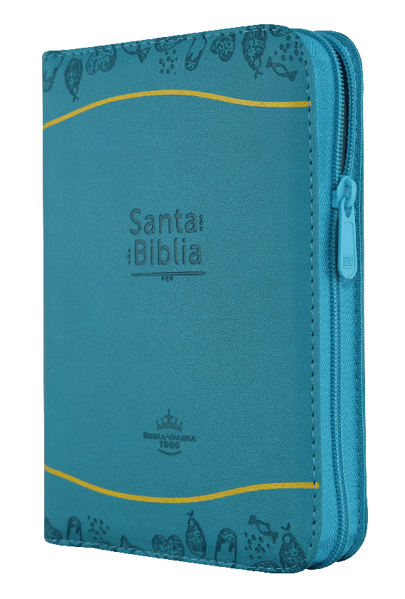 Biblia Reina Valera 1960 Cierre Ind Azul Amarillo Ayudas Qr