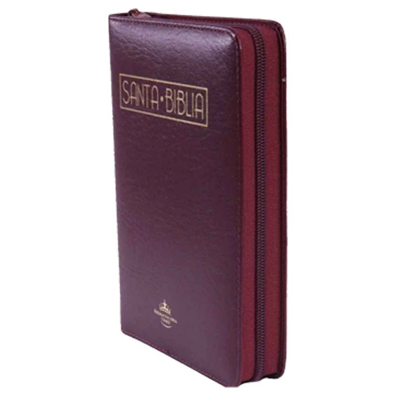 Biblia Reina Valera 1960 letra grande con cierre palabras de Jesús en rojo imitación piel vino tinto canto dorado