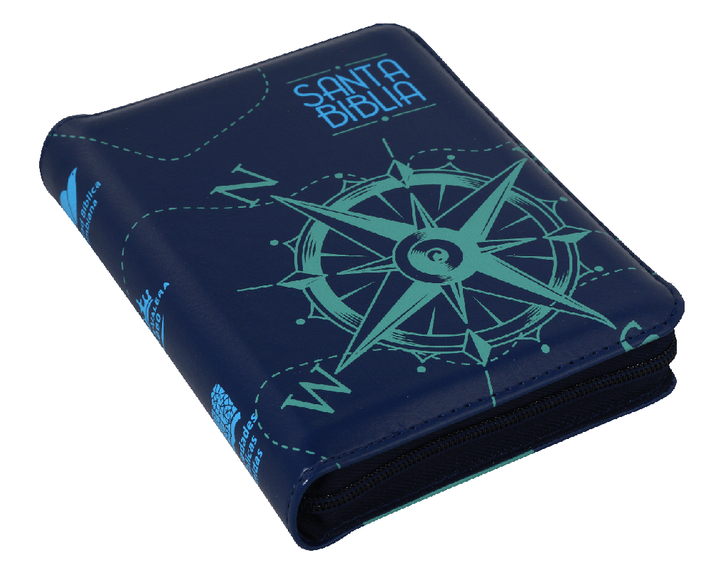 BIBLIA REINA VALERA 1960 025cZPJR L 8p 10x14 CONCONRDACIA CIERRE PJR TAPA IMITACION PIEL AZUL QR