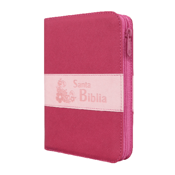 Biblia Reina Valera 1960 – 046 – Con Concordancia – Letra 9 pts – 12,5x17 cm – Palabras de Jesús en Rojo – Cierre – Fucsia/Rosa