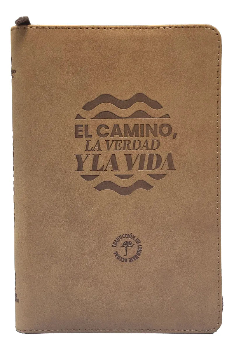 Biblia Traducción al Lenguaje Actual letra grande con cierre color miel canto dorado "Nuevo"