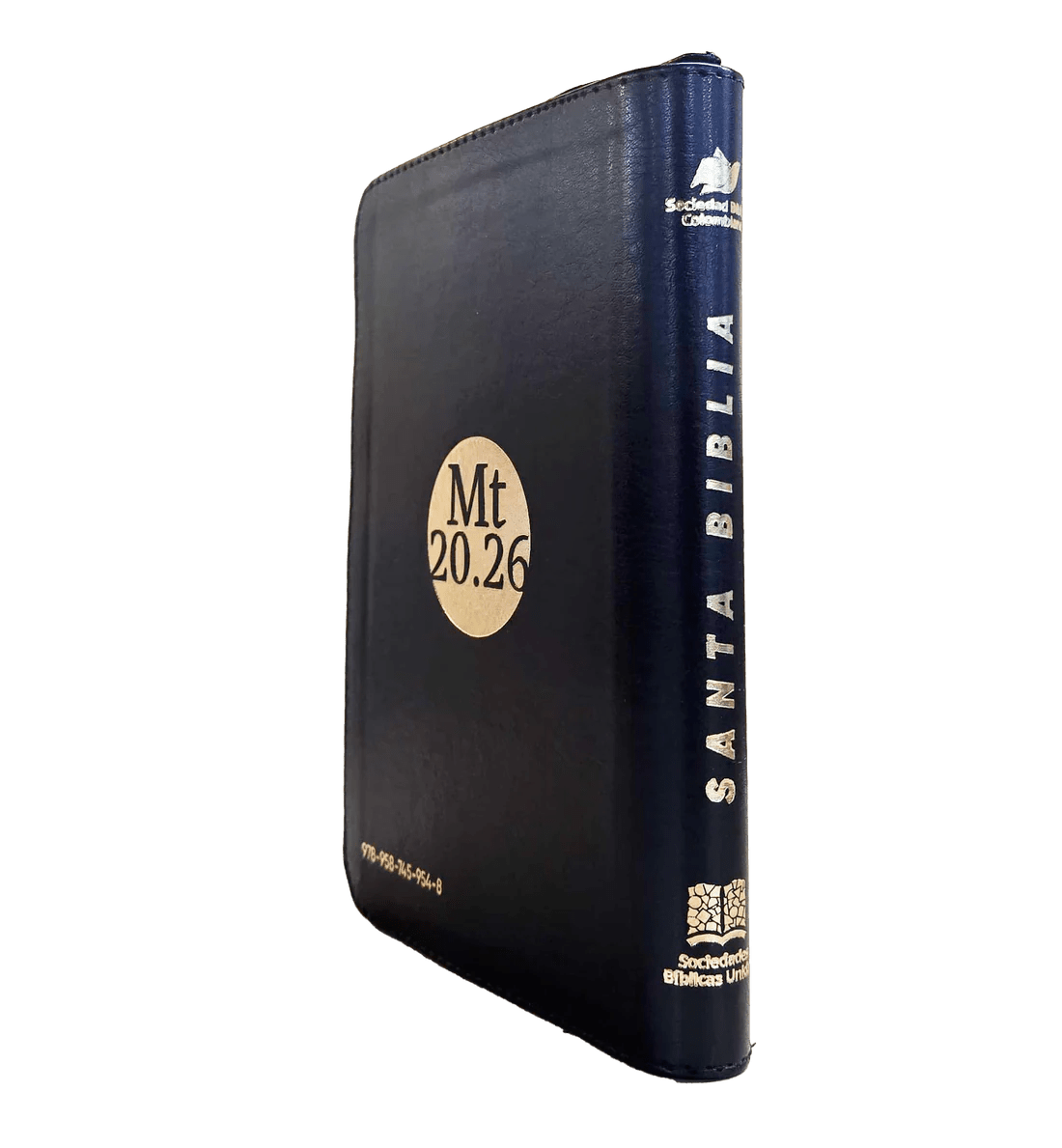 Biblia Reina Valera 1960 letra grande con cierre "Sirve y Lidera" negro canto plateado