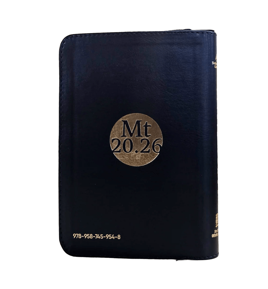 Biblia Reina Valera 1960 letra grande con cierre "Sirve y Lidera" negro canto plateado