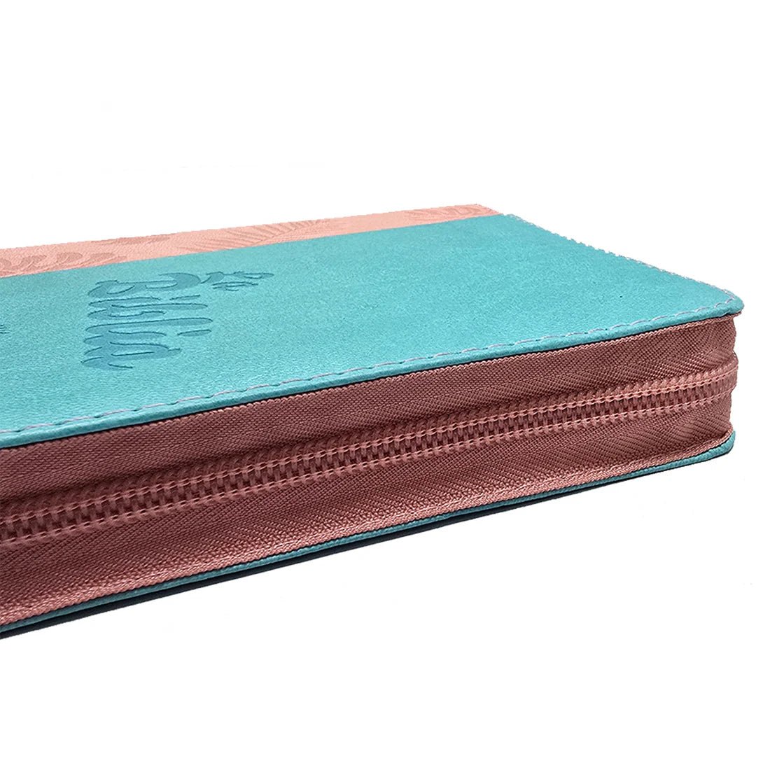 Biblia Traducción al Lenguaje Actual letra grande con cierre verde menta/rosa canto plateado