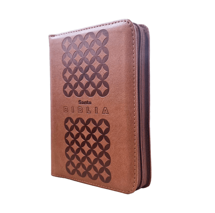 Biblia Reina Valera 1960 letra grande con cierre color café canto pintado