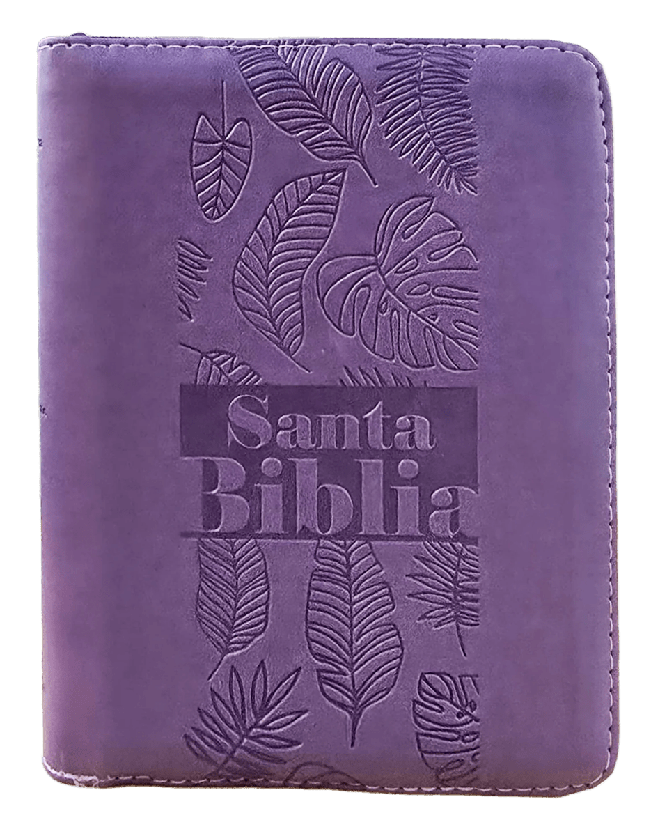 Biblia Reina Valera 1960 letra grande con cierre color lila canto pintado