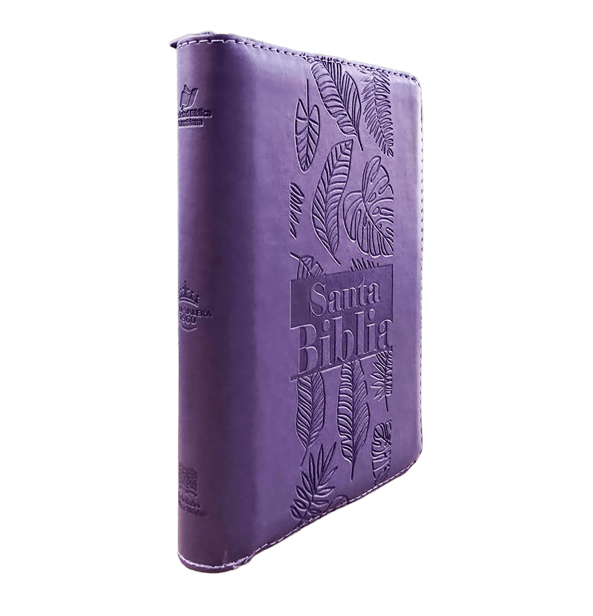 Biblia Reina Valera 1960 letra grande con cierre color lila canto pintado