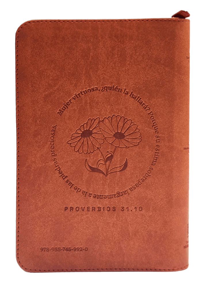 Biblia Reina Valera 1960 letra grande con cierre "Mujer Virtuosa" rojo canto plateado