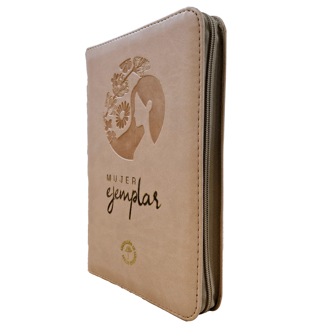 Biblia Traducción al Lenguaje Actual letra grande con cierre "Mujer Ejemplar" beige canto dorado