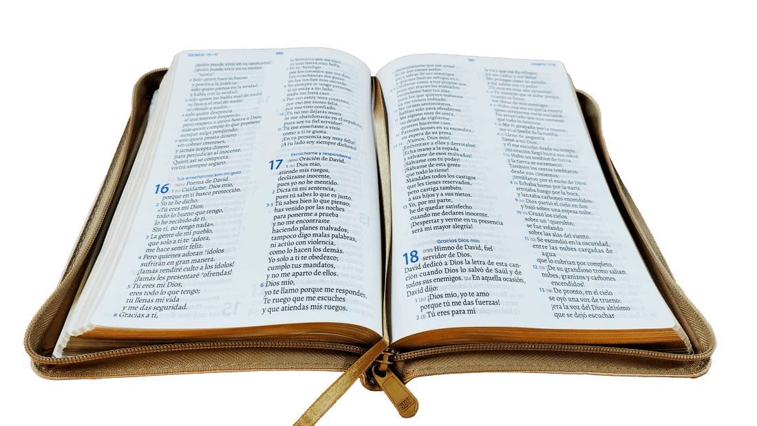 Biblia Traducción al Lenguaje Actual letra grande con cierre "Mujer Ejemplar" beige canto dorado