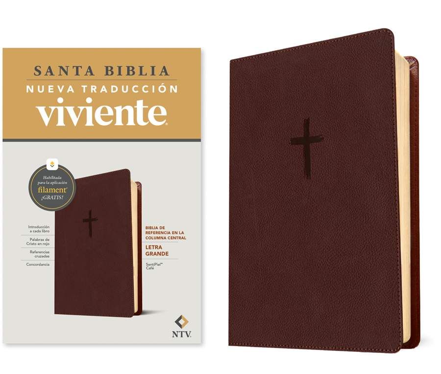 Biblia Nueva Traducción Viviente – Tapa Imitación Piel Café, Letra 9.5pt, 17x24 cm