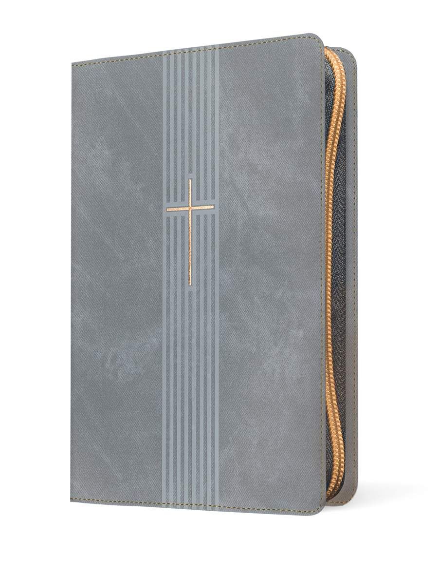 Biblia Nueva Traducción Viviente – Tapa Imitación Piel Gris con Cierre, Letra 9.5pt, 17.5x25 cm