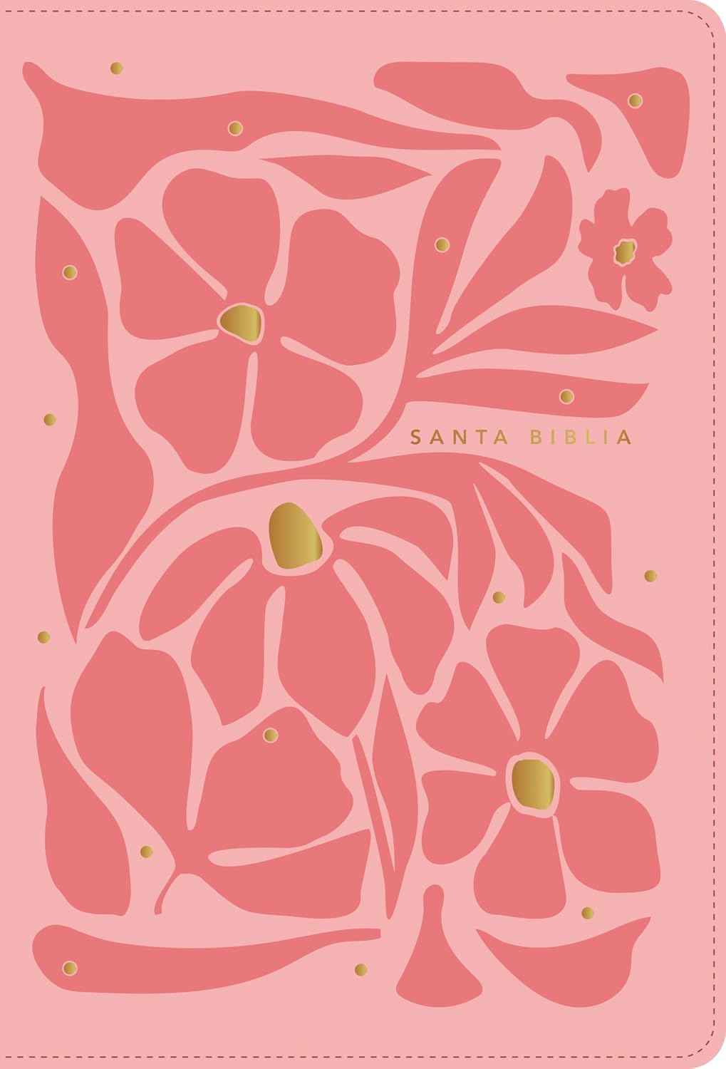 Biblia Nueva Traducción Viviente (NTV) Ultrafina, Letra 10 Pt, 16,5×24, Palabras De Jesús En Rojo, Tapa PU, Flores Rosa