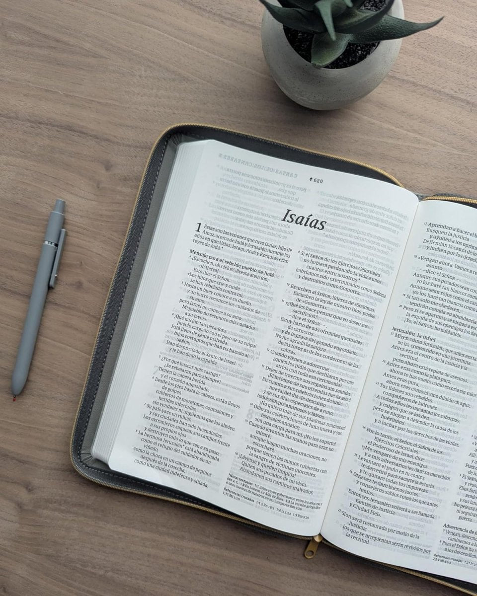 Biblia Nueva Traducción Viviente (NTV), Letra 10 Pt, Ultrafina, Tapa PU, Gris, Con Cierre