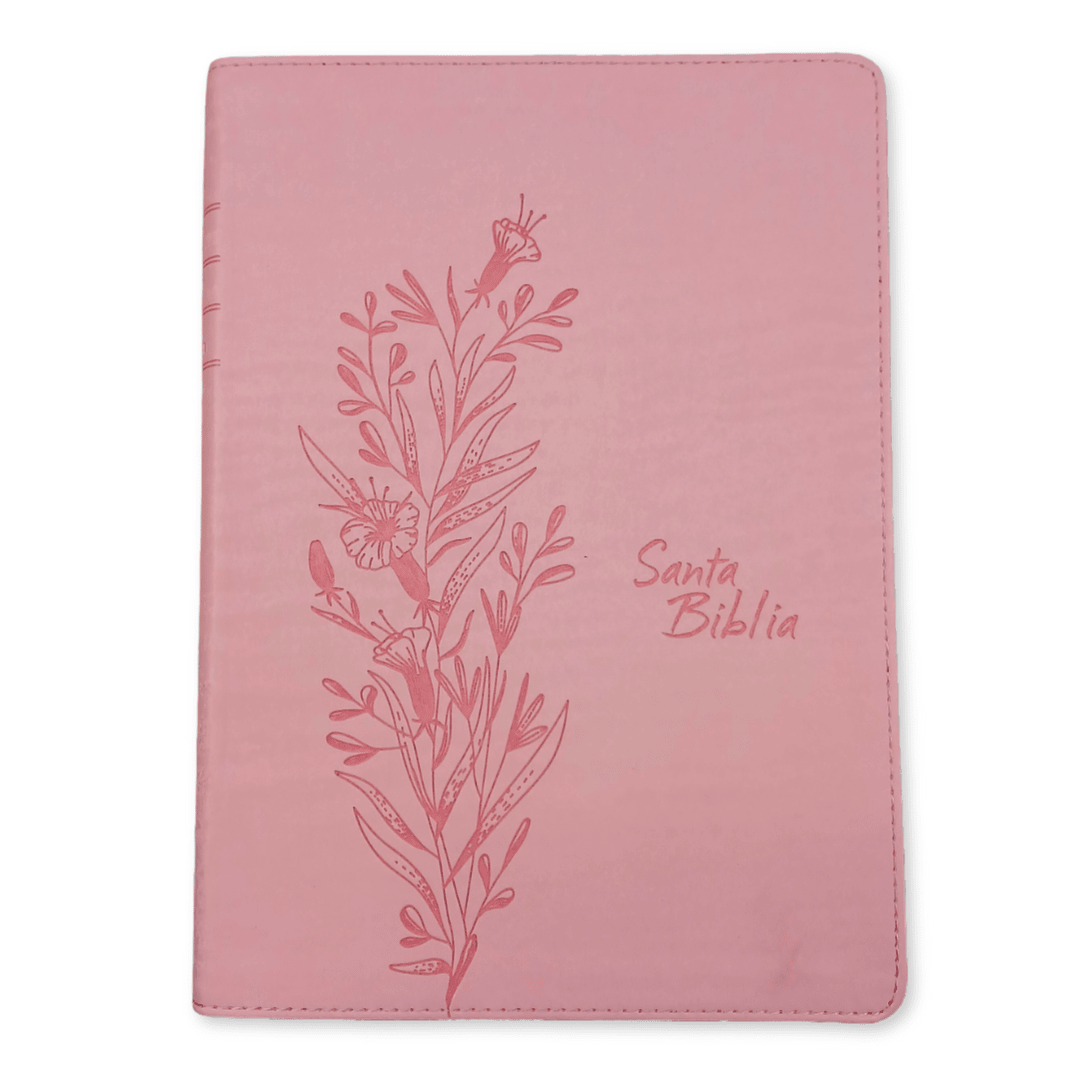 Biblia Nueva Traducción Viviente – Tapa Imitación Piel Rosa, Letra 9.5pt, 17x24 cm