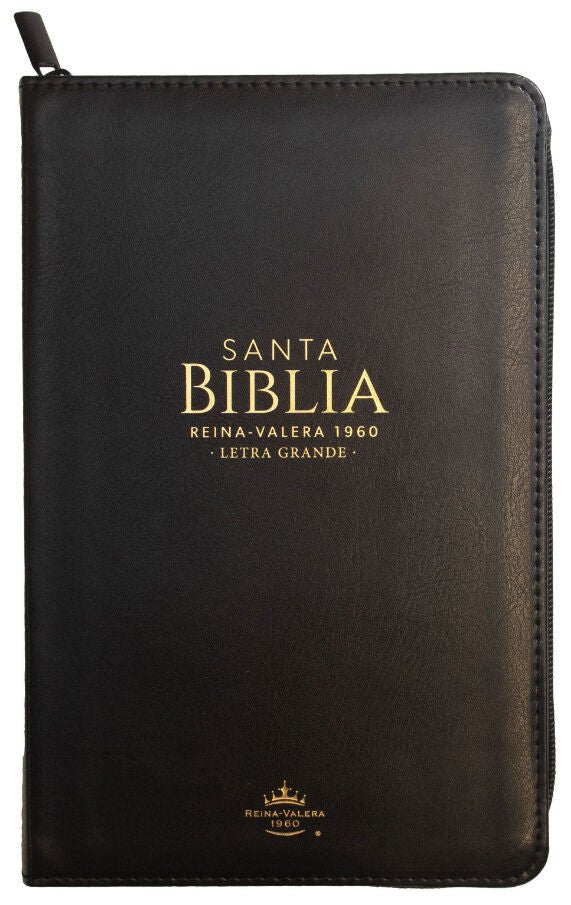 Biblia Reina Valera 1960 · 14x21cm · Letra grande 12 puntos · Con cierre · Edición clásica negra