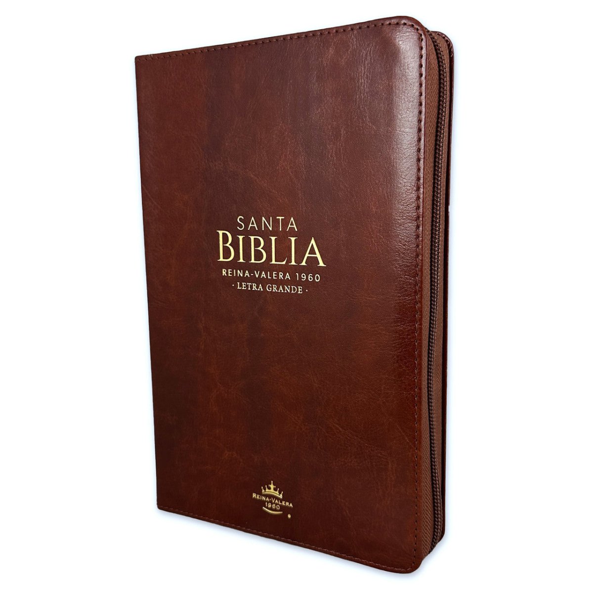 Biblia Reina Valera 1960 · 13,8x21,2 cm · Letra grande 12,5 pt · Con cierre · Edición clásica café