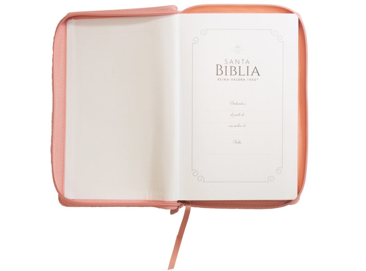 Biblia Reina Valera 1960 · 13,8x21,2 cm · Letra grande 12,5 pt · Con cierre · Edición clásica rosa