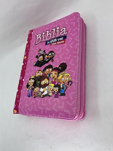 Biblia Reina Valera 1960 · 17x12 cm · Letra 10 pt · Con cierre · Colección Mi Gran Viaje tapa imitación piel rosa