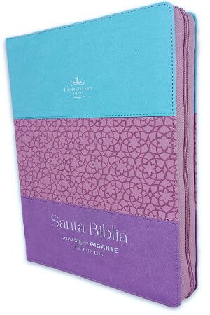 Biblia Reina Valera 1960 095Czti Letra Super Gigante Pjr Tricolor Azul - Rosa - Lila