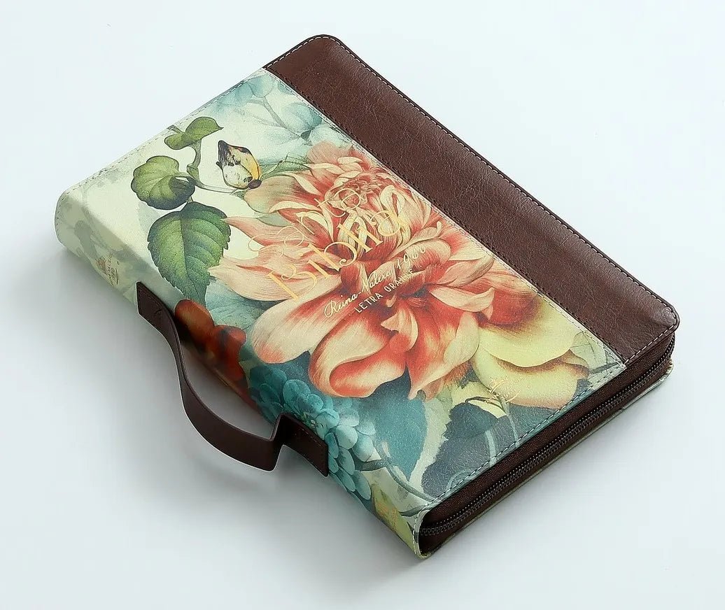 Biblia Reina Valera 1960 · 13,8x21,2 cm · Letra grande 12,5 pt · Con cierre e índice · Colección Pretty marrón