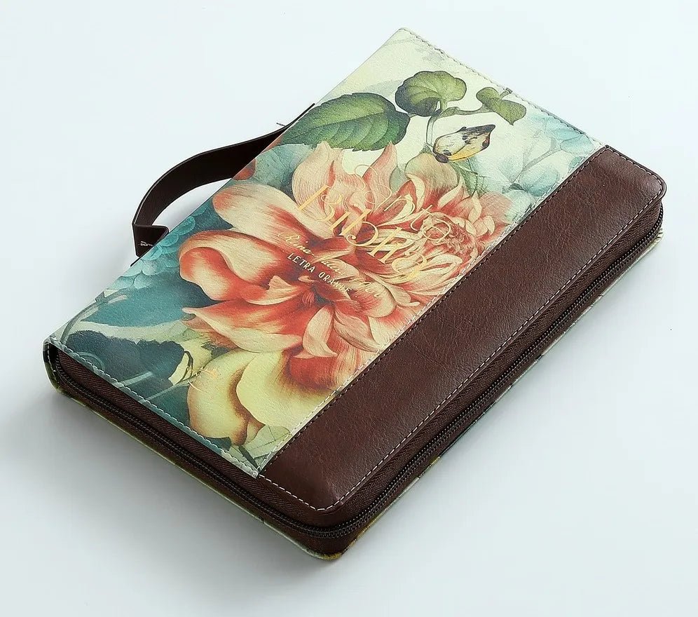 Biblia Reina Valera 1960 · 13,8x21,2 cm · Letra grande 12,5 pt · Con cierre e índice · Colección Pretty marrón