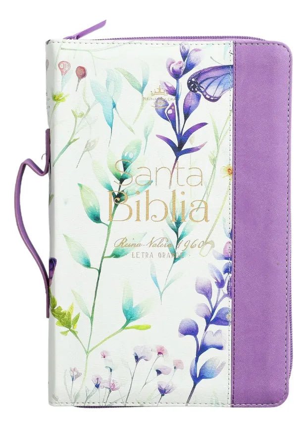 Biblia Reina Valera 1960 · 13,8x21,2 cm · Letra grande 12,5 pt · Con cierre e índice · Colección Pretty lila