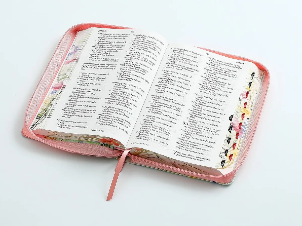 Biblia Reina Valera 1960 · 13,8x21,2 cm · Letra grande 12,5 pt · Con cierre e índice · Colección Pretty coral