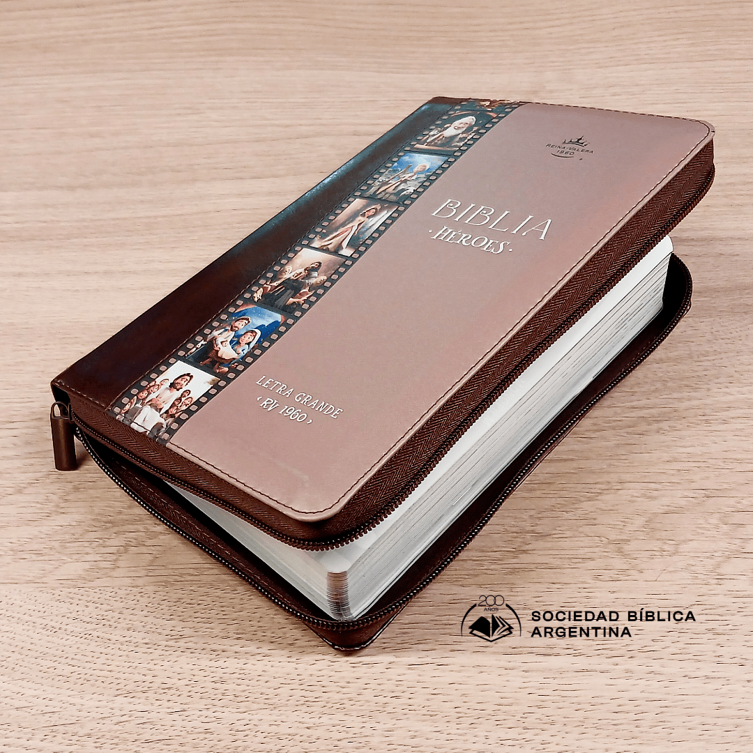 Biblia Reina Valera 1960 065Cz Lg 12P 14X21 Héroes Imitación Piel Café/Café Con Cierre