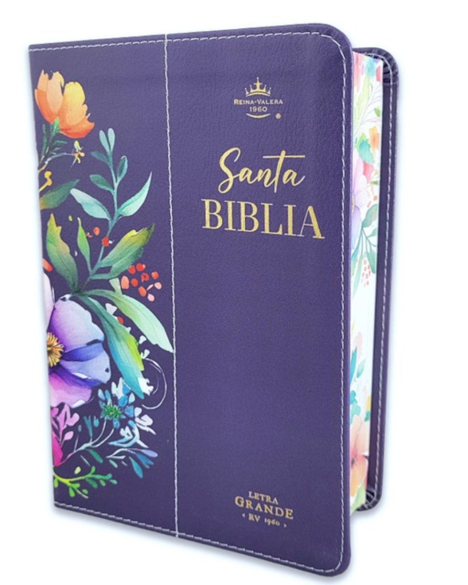 Biblia Reina Valera 1960 045C L 10P 11X16Cm Pjr Cp Flores Lila